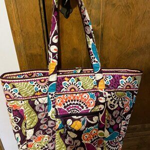 Rare Like New! Vera Bradley Toggle Travel Laptop Tote Bag in retired Plum Crazy!